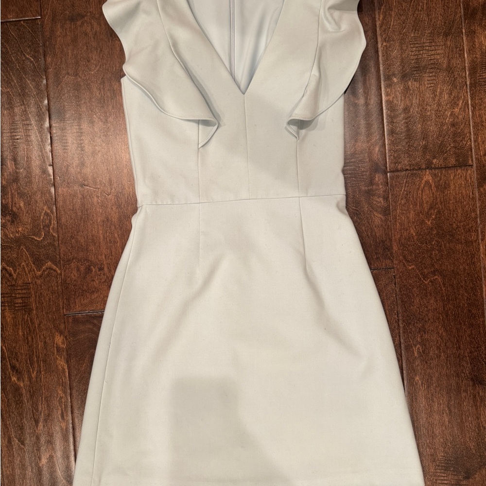 French Connection Light Blue Mini Dress with Ruffle Detail